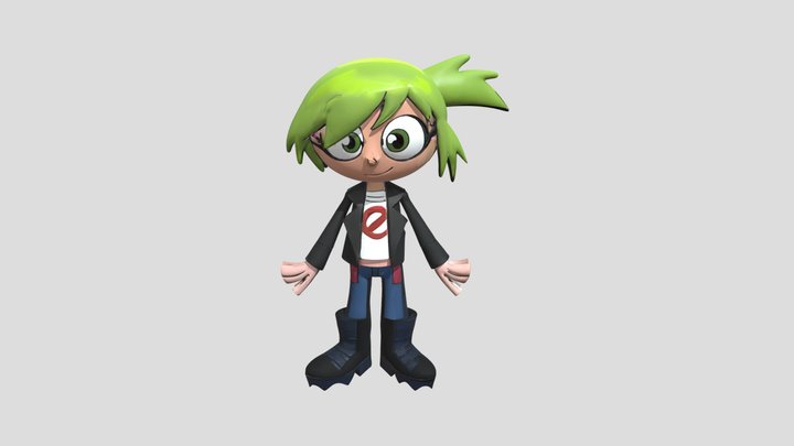 Green-haired animated girl 3D Model
