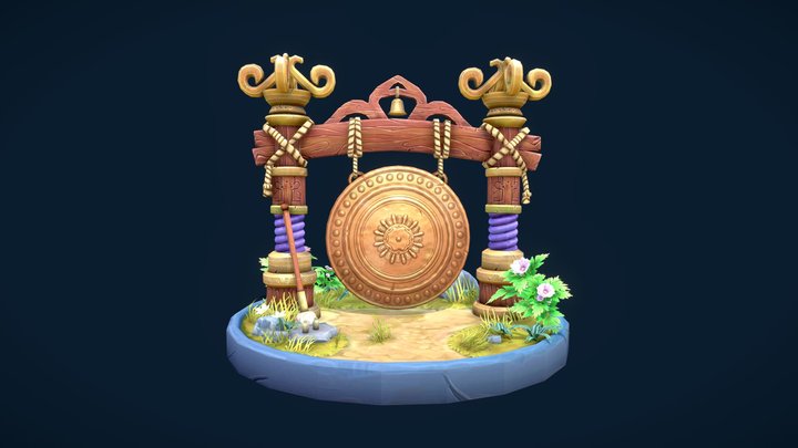 Stylised Gong Diorama 3D Model