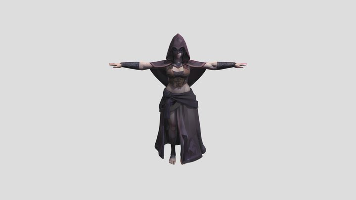 Hooded woman with lantern 3D Model