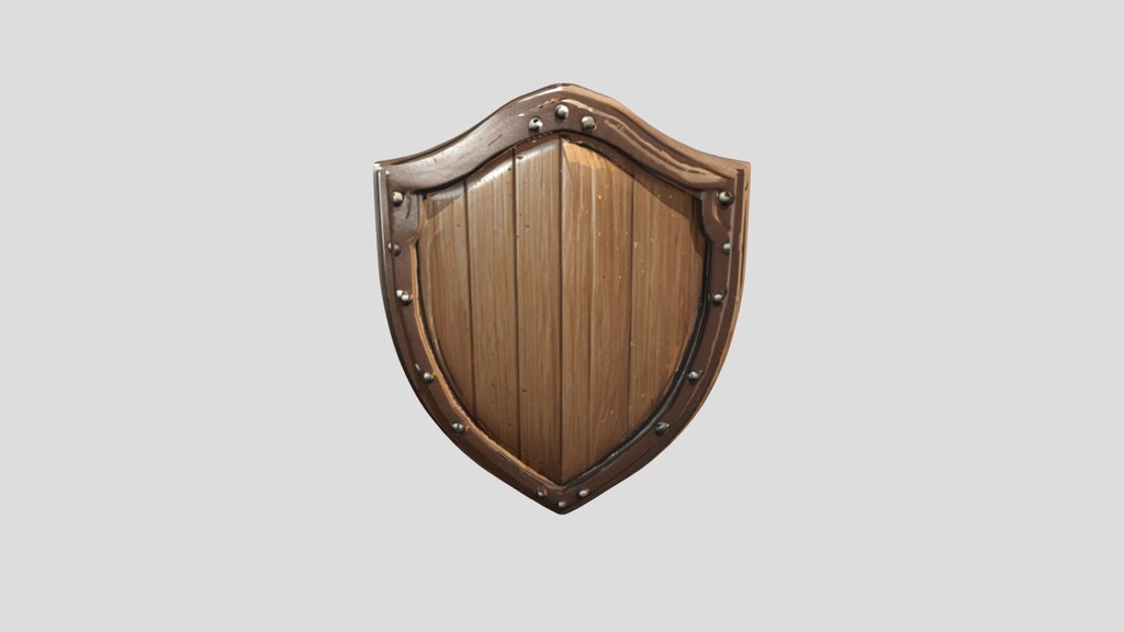 Wooden Shield — 3D Model | Game Ready | PBR Text