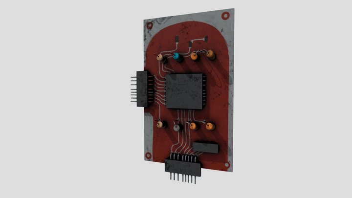 Red Electronic Board 3D Model
