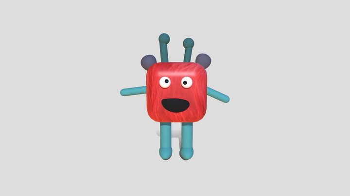 Character_Blockout- Red Furry Monster 3D Model