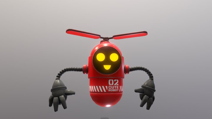 Cute Flying Robot 02 3D Model
