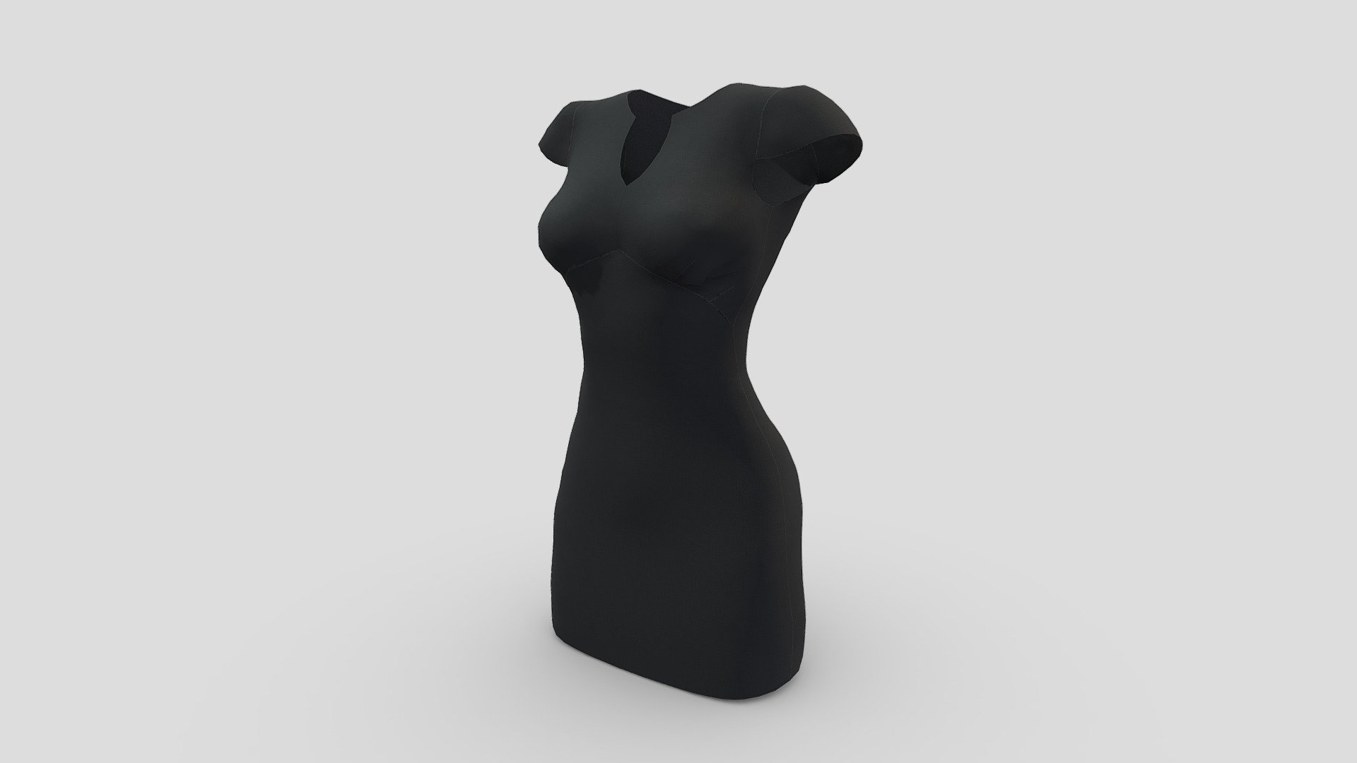 Female V Chest Cap Shoulders Short Dress — Sketchfab embed 3D viewer