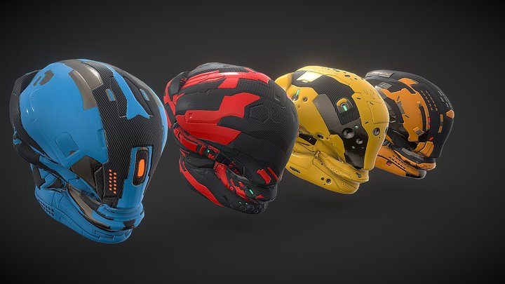 Sci fi Helmets 3D Model