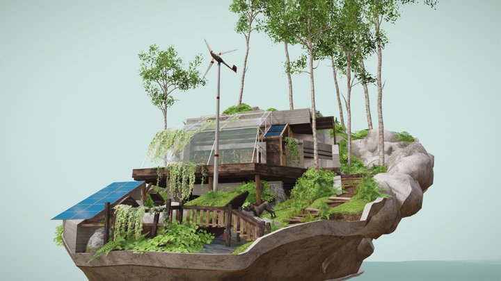 Eco-house Diorama 3D Model