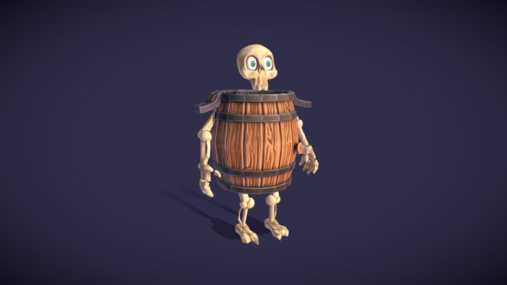 The barrel, Skeleton in a barrel 3D Model