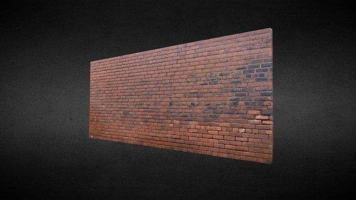 British Red Brick Wall 5 Meter Section 3D Model