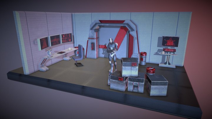 Robots Breaching Sci-Fi Research Laboratory 3D Model