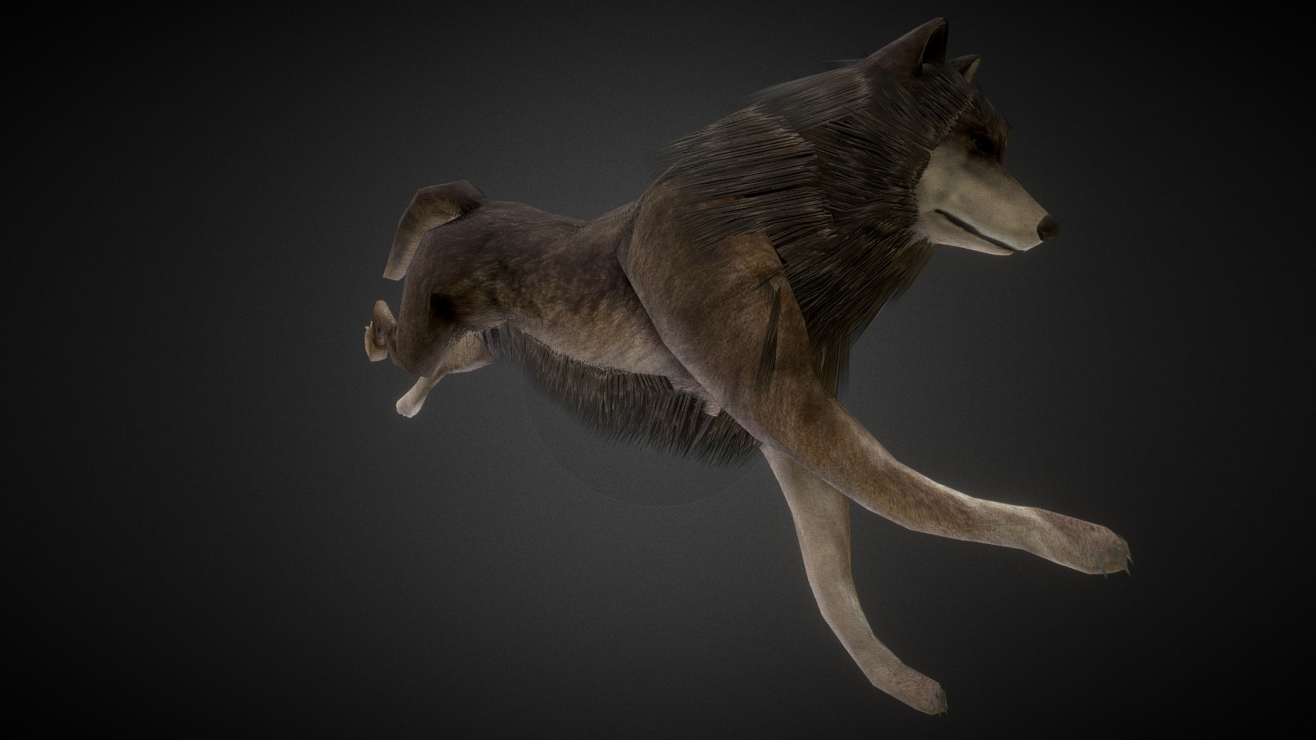 3D model Rigged Wolf Low-poly and Game-Ready - This is a 3D model of the Rigged Wolf Low-poly and Game-Ready. The 3D model is about a horse with a long tail.
