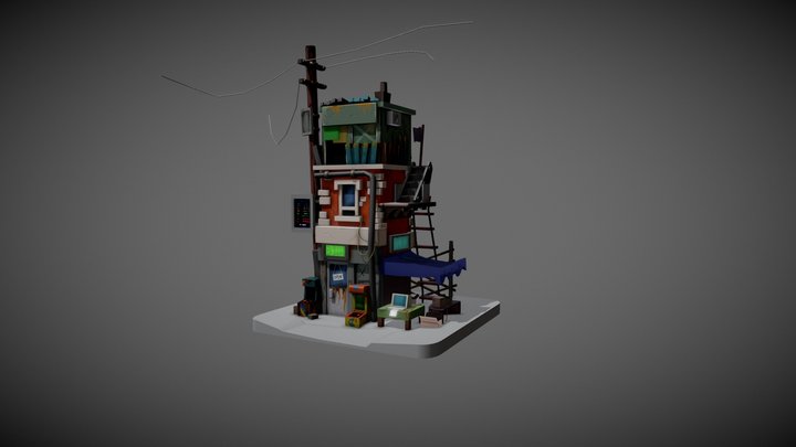 3D Model - Retro postapo buildings 3D Model