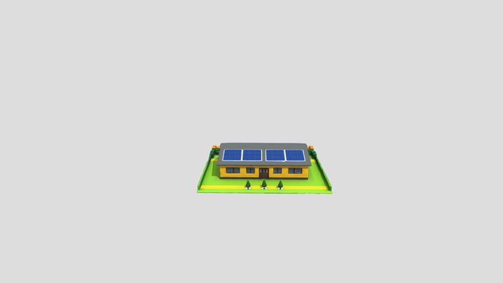 Solar-Powered Home Illustration 3D Model