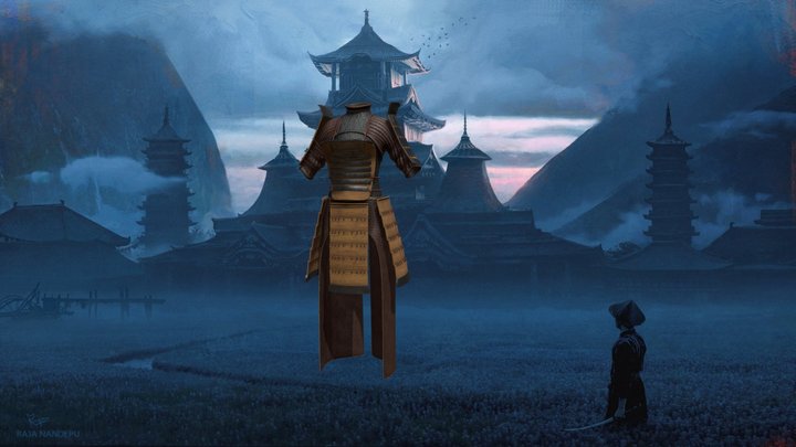 samurai armor set female 3D Model