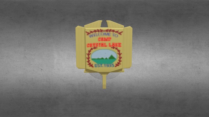Low Poly Crystal Lake Sign 3D Model