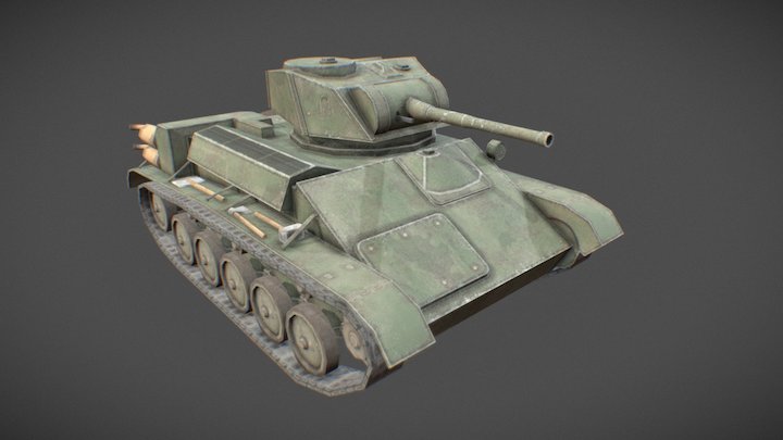 T-80 Toon Tank 3D Model