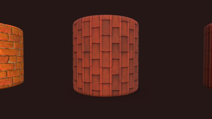 Brick & Roof Tiles textures stylize 3D Model