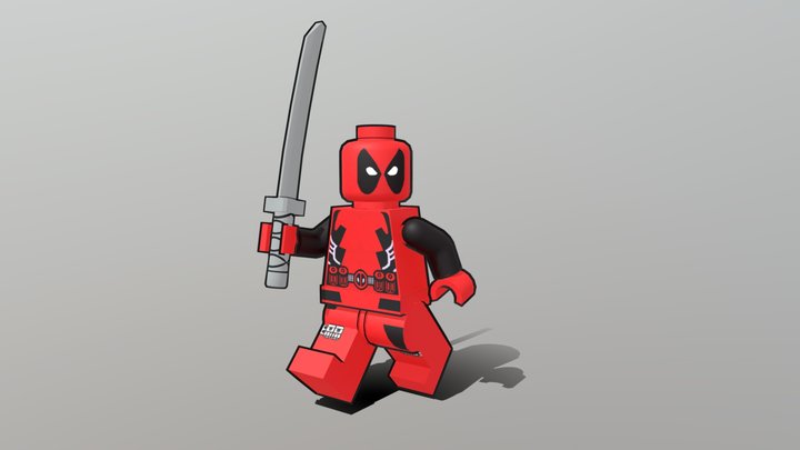 Lego Deadpool toon style 3D Model