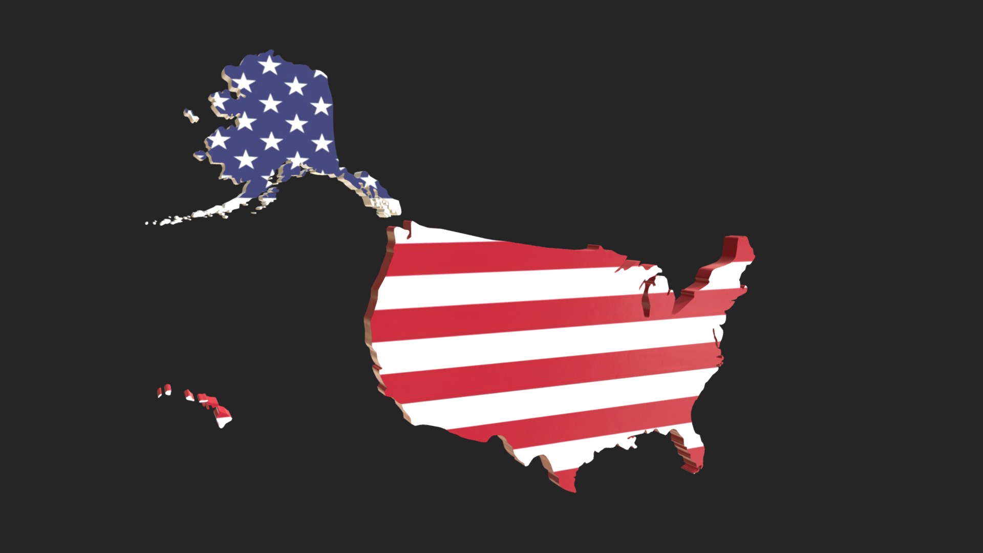 3D model United States silhouette - This is a 3D model of the United States silhouette. The 3D model is about a person holding a flag.