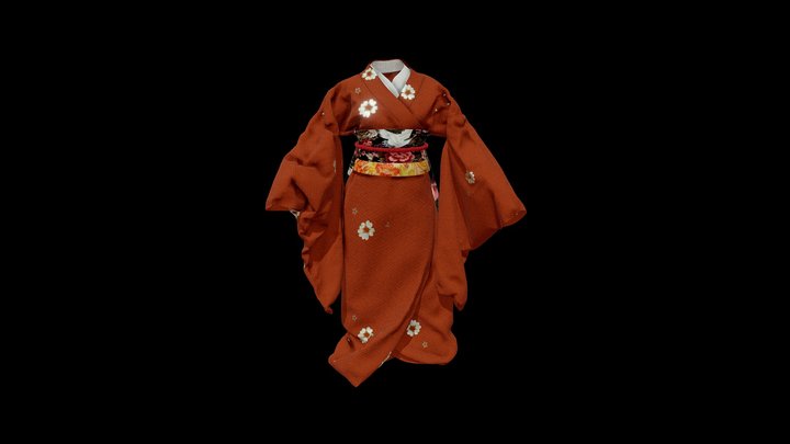Kimono Susohiki 3D Model