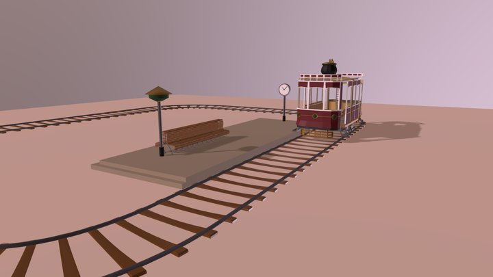 Maya Scene Tramway 3D Model