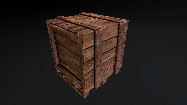 Low- Poly Wooden box 3D Model