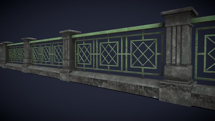 Metal And Concrete Guardrail_8_MB – Gratis 3D-model STL
