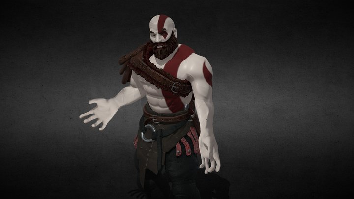 FanMade Kratos_Cartoon Style (pose) 3D Model