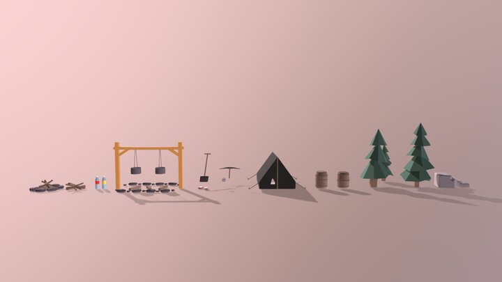 LowPoly Survival Asset 3D Model