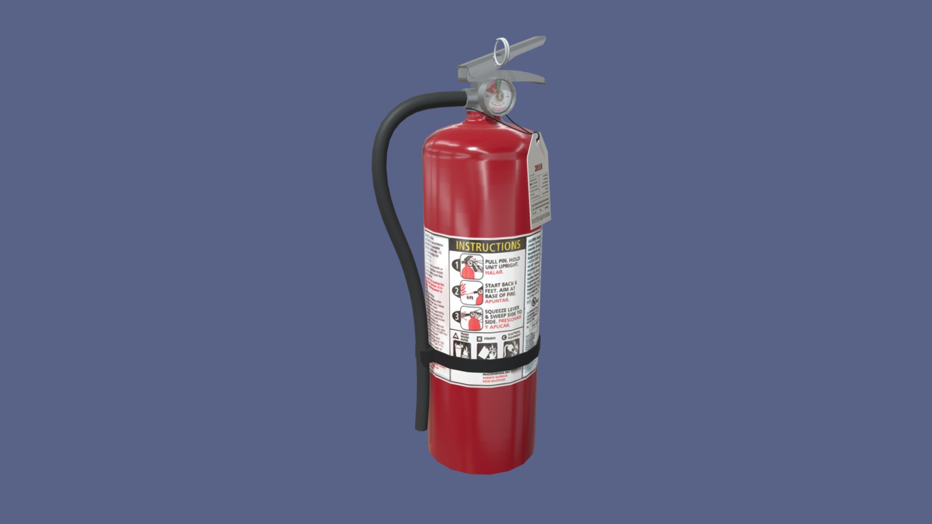 3D model Fire Extinguisher - This is a 3D model of the Fire Extinguisher. The 3D model is about a fire extinguisher on a blue background.