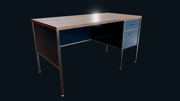 Office Desk - Blue 3D Model