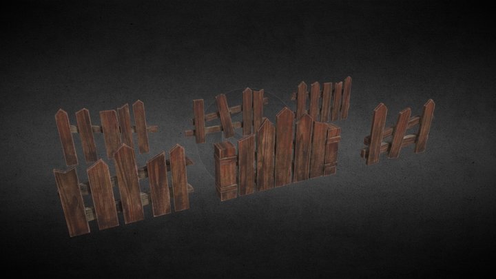Medieval Fence Wood Lowpoly 3D Model