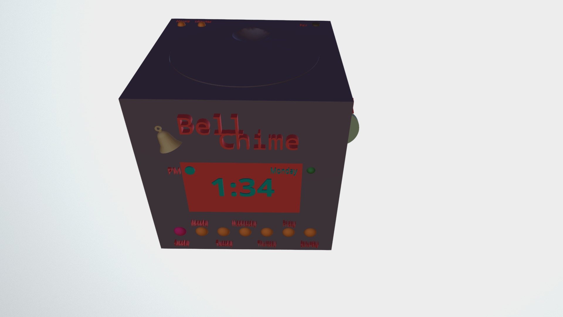 Bell Chime Alarm Clock Bell Toll Clocks, 5x5x5 3D model by thefew
