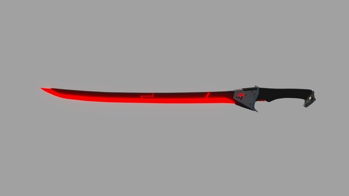 Red Cyber Katana 3D Model