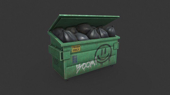 Stylized Low Poly Garbage Bin 3D Model