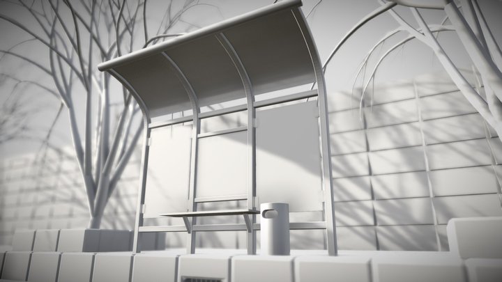 simple bus stop 3D Model