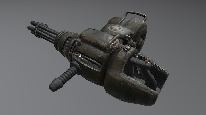 Caseless cartridge minigun 3D Model