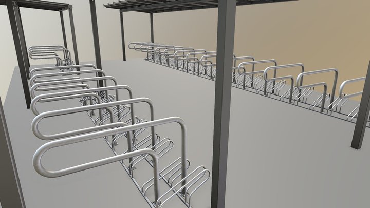 Bicycle Shelter With Glass Roof (Baked Version) 3D Model