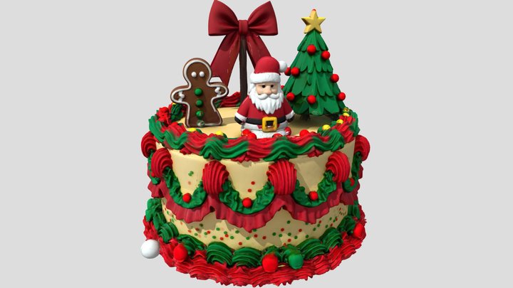 Santa's Swirl Spectacular Christmas Cake – Modello 3D gratuito STL