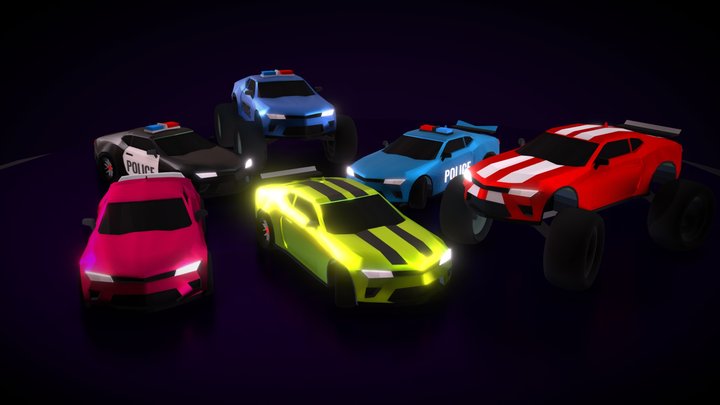 Low Poly: 3D Vehicles - 6 Cars Pack 3D Model
