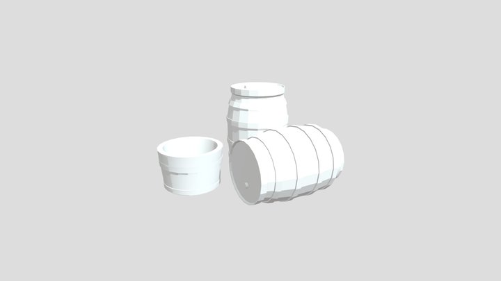 Wooden Barrels 3D Model