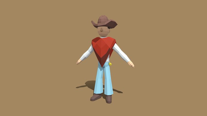 Low Poly Cowboy 3D Model