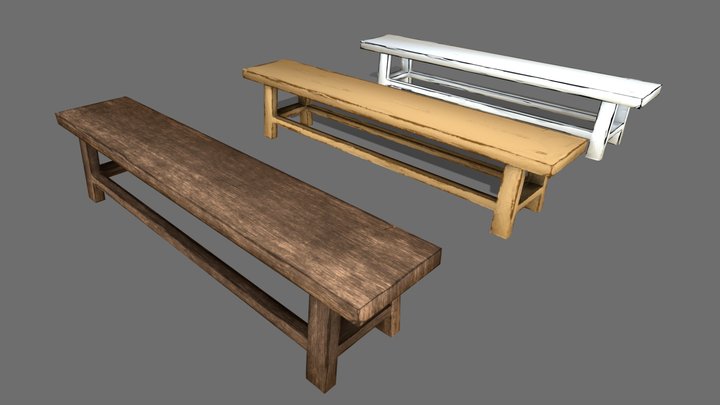 Lowpoly bench 3D Model