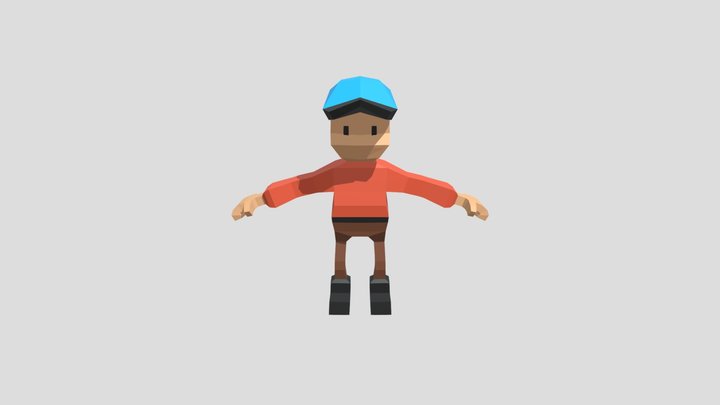 Character low poly player for free. 3D Model