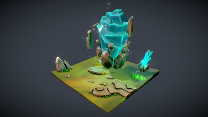 Floating Crystals Diorama 3D Model