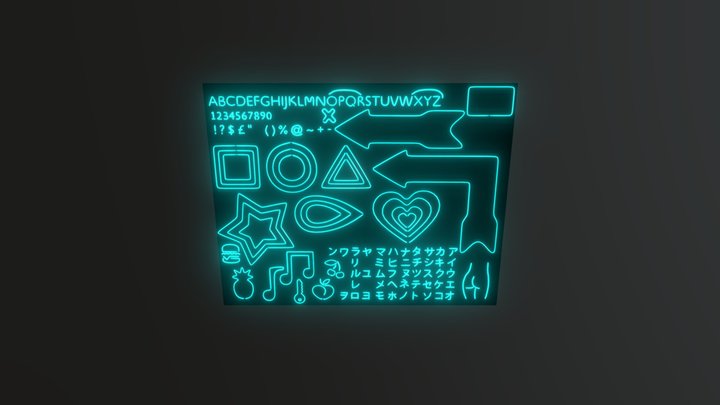 Neon Sign Letters and Elements 3D Model