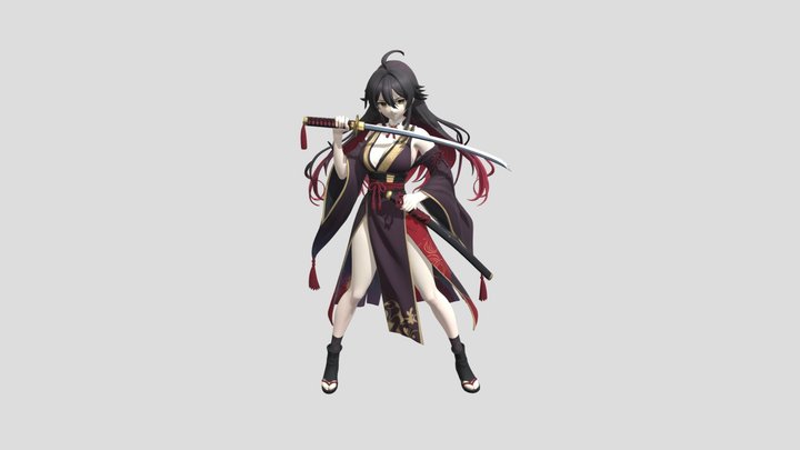 Anime Katana Warrior Girl 3D Model