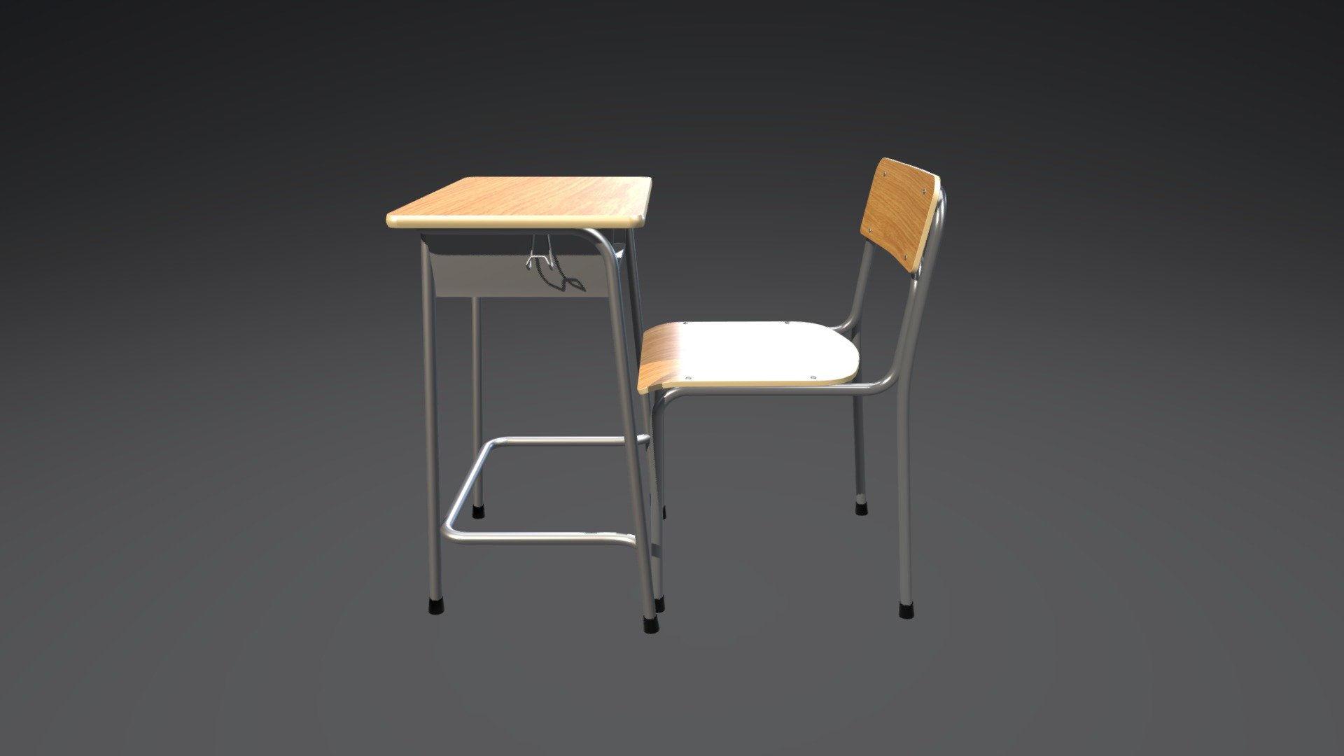 School Desk And Chair Buy Royalty Free 3D model by bboycafard