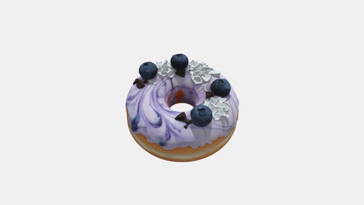 Blueberry doughnut with blueberry topping 3D Model