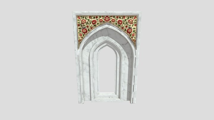 Marble Archway with Floral Mosaic 3D Model