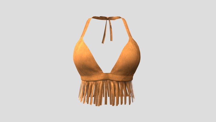 Ladies Suede Bra Top 3D Model